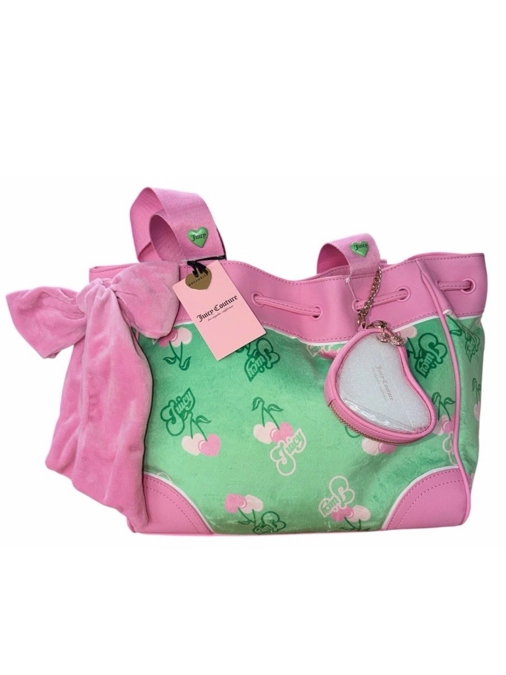 Juicy Couture Pink & Green Cherry Daydreamer Retro Tote